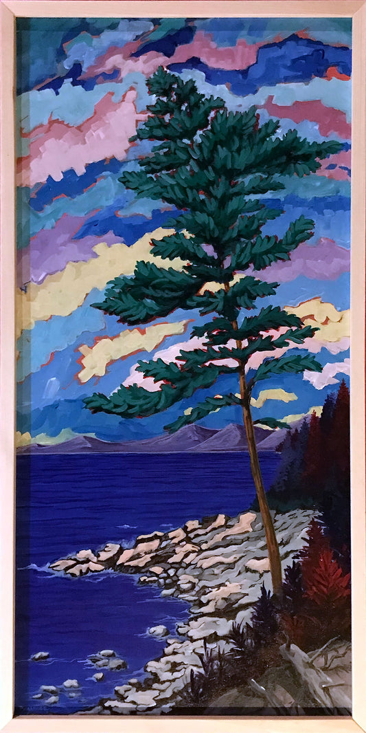 Standing on a cliff at the Roy Island Park in Nova Scotia. Framed Original painting by a professional Canadian landscape artist. visual art ready to hang on your wall.