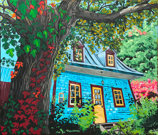 Canadian Country House.original painting by a professional canadian landscape artist. visual art ready to hang on your wall.