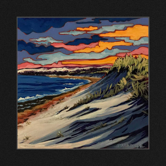 Melmerby beach winter landscape. Cold water waves of northern Nova Scotia slowly forming ice along the shoreline. high quality print from Original painting by a professional Canadian landscape artist. visual art ready to hang on your wall.