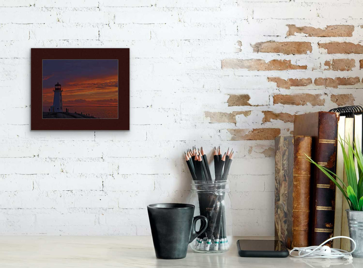 sky at Peggys Cove, a dramatic contrast of purple and orange. Print on hight quality paper 7.75 x 9.5 inches with a burgundy mat 10 x 12 inches.  Place the photography in a frame of your choice and hang it in your favorite decor.